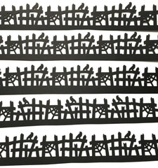 8″ CROOKED SCARY FENCE BORDER with COB WEBS & CROWS SILHOUETTE DIE CUT/ CUTS
