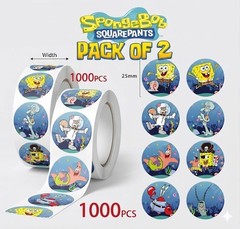 1000 (2 rolls) SpongeBob SquarePants Stickers Multi-Character ,500pcs/Rolls