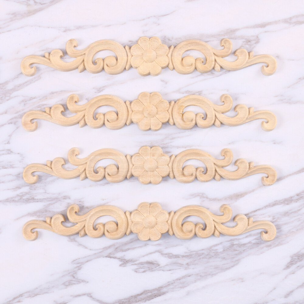 4 PCS Wood Appliques Door Wood Appliques Cabinets Applique Frame Corner Molding