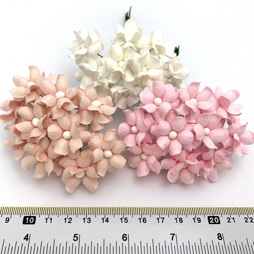 MIXED 1″(2.5cm) Cottage Paper Pink White Flower Wedding Scrapbook Cardmaking S15