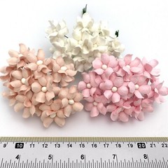 MIXED 1″(2.5cm) Cottage Paper Pink White Flower Wedding Scrapbook Cardmaking S15