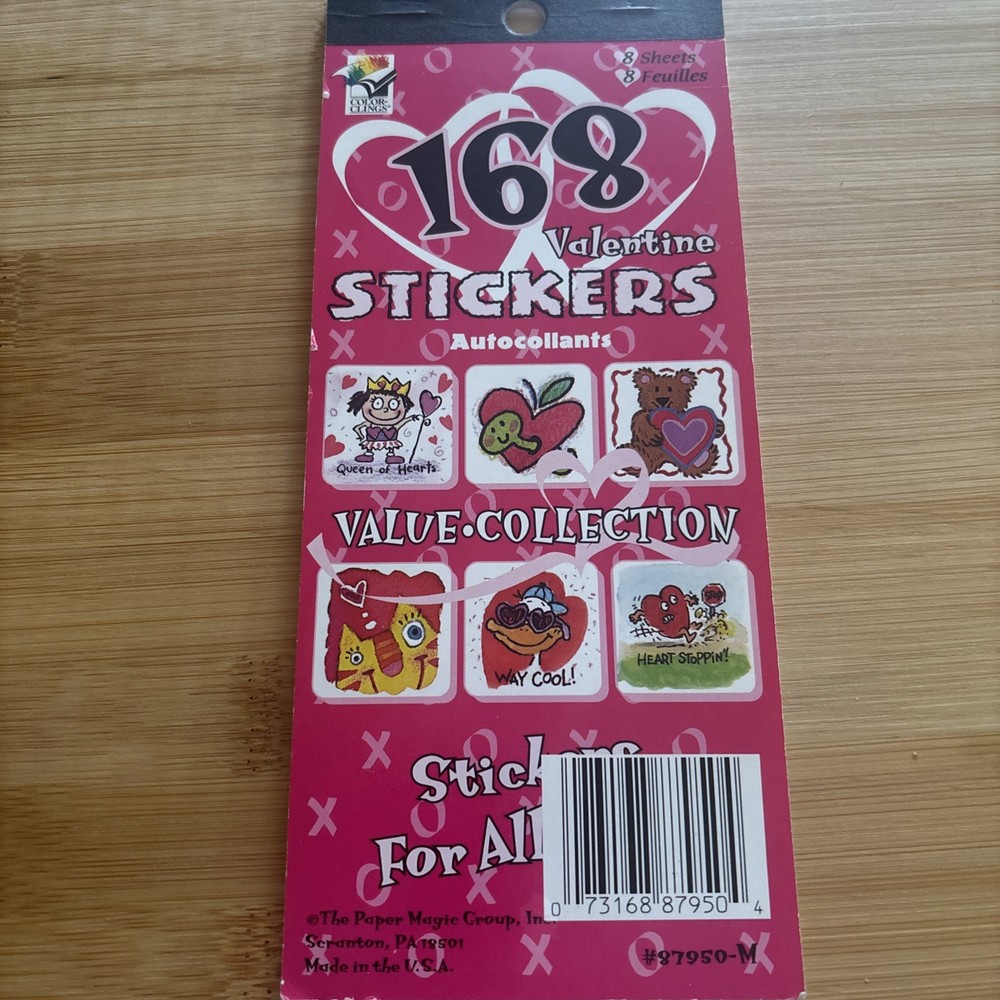 Vtg Color Clings Paper Magic Valentines Stickers Book Love Hearts Animals
