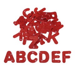 52Pcs Alphabet Foam Stickers Letters A-Z EVA Self Adhesive Glitters, Red