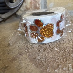 500 pcs Sticker Roll Gold Glitter Dog/Cat Paw Print 1.5in Self Adhesive NEW