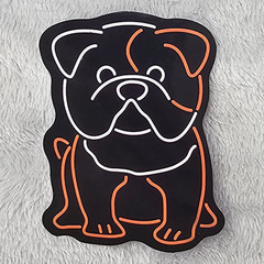 Neon Bulldog Sticker Orange White Black Dog Pet Retro Bar Sign Style Decal Gift