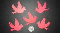 20 LARGE 2 1/4 INCH RED CARDINAL BIRD DIE CUTS PUNCHES CONFETTI 5 SHADES OF RED