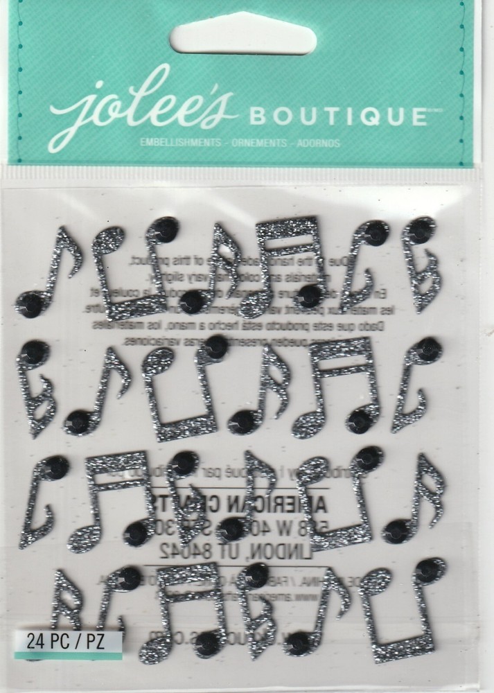 Jolee’s Boutique 3D Stickers Glittered MUSIC NOTES Repeats 89156 Fast FREE Ship!