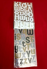 ALPHA CHIPS 112 Pieces Upper Lower Alphabet Numbers Stickers Black Gray Gold