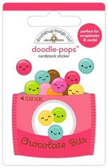 Doodlebug Stickers Doodle-Pop 3D Chocolate Bits Open Bag Round Candy Tear here