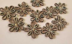 CraftbuddyUS 10pcs x 1.5 in AB Clear Black FLOWER Rhinestone Gems, No Adhesive