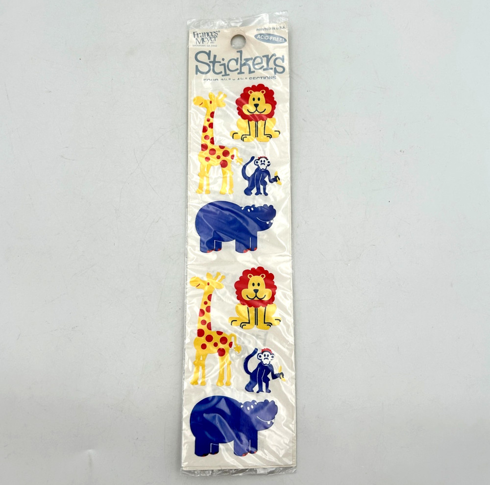 Frances Meyer Inc Stickers Hippo & Friends Lion Monkey FMI New in Package