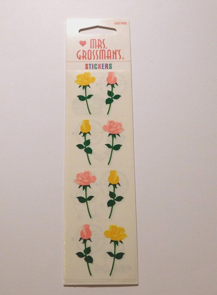 Mrs. Grossman’s Lot 3 Strips Brand New in Package Small Pastel Rose Stickers HTF