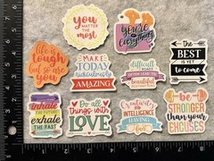 Lot of 10 Assorted Positive Affirmation Stickers Smile Happy Love Fitness