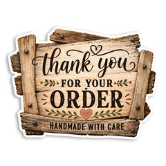 Rustic Thank You for Your Order Stickers Handmade With Care 28 Labels