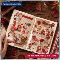 555Pcs 48Sheets Flower Stickers for Scrapbooking Transparent Die Cut Vintage Flo