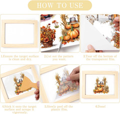 16 Pcs Fall Farmhouse Rub on Transfers for Crafts, Autumn Rub on Transfers for F