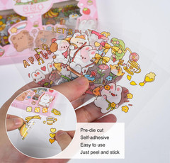 Cute Cartoon Animals Scrapbook Stickers – 100 Sheets Kawaii Aesthetic Transparen
