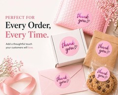 500 Pcs Thank You Stickers – 1.5 Inch Pink Round Labels with Purple Foil Scri…