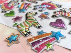 Magical Zebra Rainbows Puffy Sticker Sheet Junk Journal Donuts Sparkle
