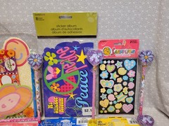 Vintage Y2K Sandylion Girls Peace Groovy Sticker Sheet Stationary Pencil Lot