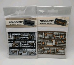 (Set Of 2) Vintage Hot Off The Press Attachments Ribbon Words – School & Sports