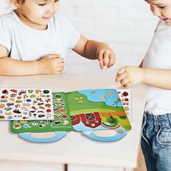 3 Sets Reusable Sticker Books for Kids Farm Zoo Animal Vehicle Age 3-6