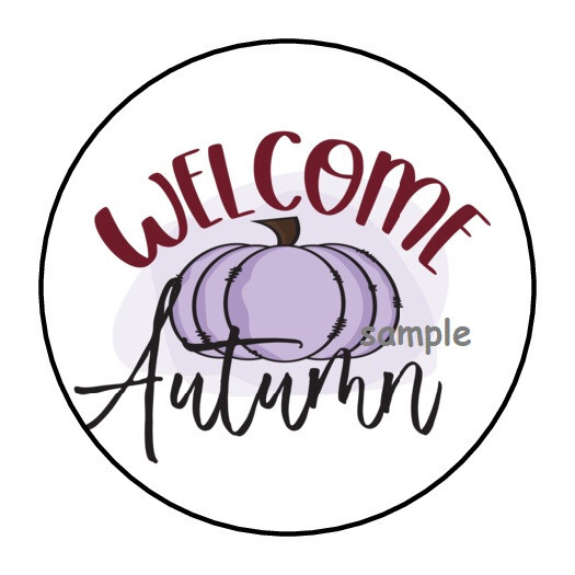 30 WELCOME AUTUMN ENVELOPE SEALS LABELS STICKERS 1.5″ ROUND FALL PUMPKIN