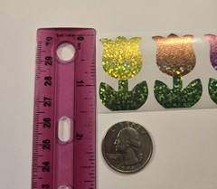 15 Glitter Tulip Stickers/Spring Summer Flower Stickers/Holographic Stickers