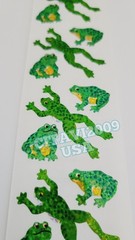 HAMBLY STUDIOS STICKERS PRISMATIC GREEN FROGS AMPHIBIANS RARE VINTAGE