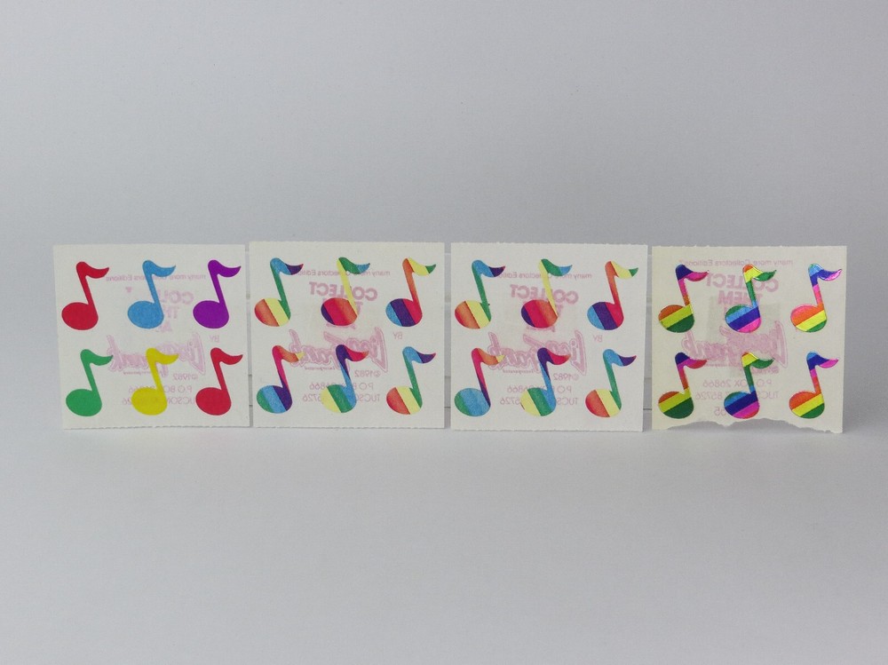 Vintage 1982 Lisa Frank Rainbow Music Note Sticker Sheets Foil Collector Edition