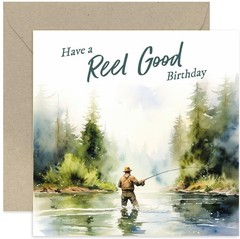 Old English Co. Fishing Birthday Card – Fly Fishing Artwork Birthday Card for…
