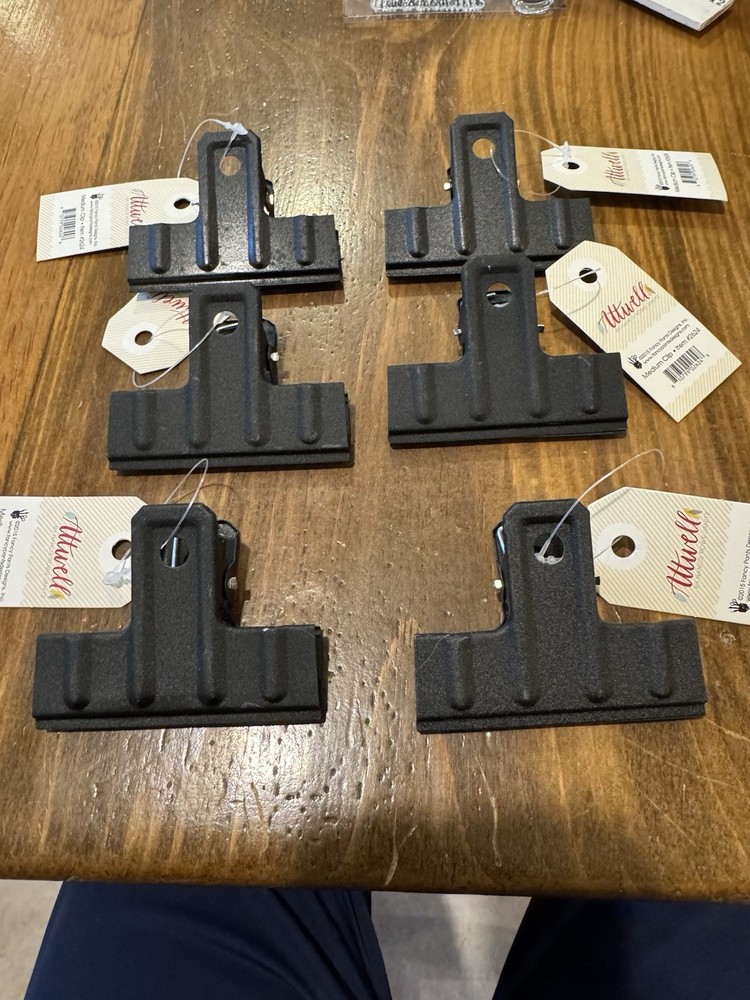 Lot of 6 Atwell Medium Clipboard Clips Black Metal New Craft Display