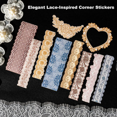 90PCS Vintage Lace Frame Stickers, Retro Scrapbook Stickers with Elegant Borders