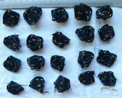 Satin Metallic ROSE Packs – 20 BLACK with Gold Trim – 15-17mm Across VerCFrnt