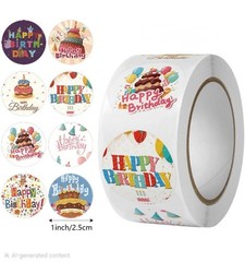 40 Pieces Round 1” Happy Birthday Party DIY Stickers Party Decor Envelope Seals