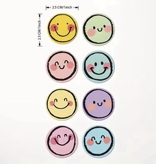 40 PCs Round 1” Pastel Colored Cute Smiley Face Stickers Env Seals Scrapbook