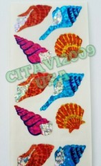 HAMBLY STUDIOS PRISMATIC STICKERS COLORFUL SEASHELLS – BEACH – VINTAGE RARE