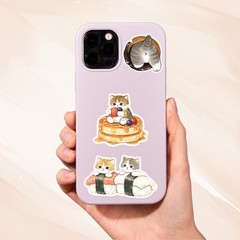 Kawaii Cat Dessert & Sushi Sticker Set | Cute Waterproof Vinyl Planner Laptop De