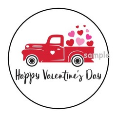 30 HAPPY VALENTINES DAY ENVELOPE SEALS LABELS STICKERS 1.5″ ROUND CLASSIC TRUCK