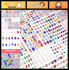 3897 Pcs Rhinestone Gem Stickers – Self-Adhesive Craft Jewels, Multicolor & Asso