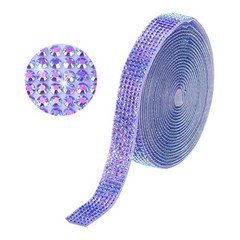Self Adhesive Rhinestone Strips 3 Yards 0.47 Inch for Craft,Dark Purple AB