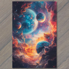 STICKER Cosmic Planets Fiery Nebula Space Clouds Deep Galaxy Outer Universe Sk