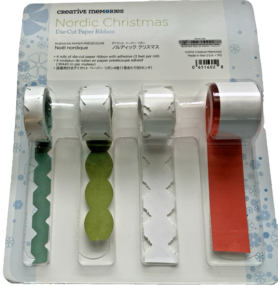 Creative Memories NORDIC CHRISTMAS Die Cut Paper Ribbon NEW 2012 Retired 4 rolls