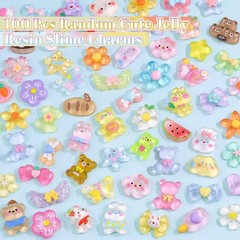 TINKRSTUFF 100PCS Slime Charms Cute Jelly Small, Mixed Colors-100 PCS