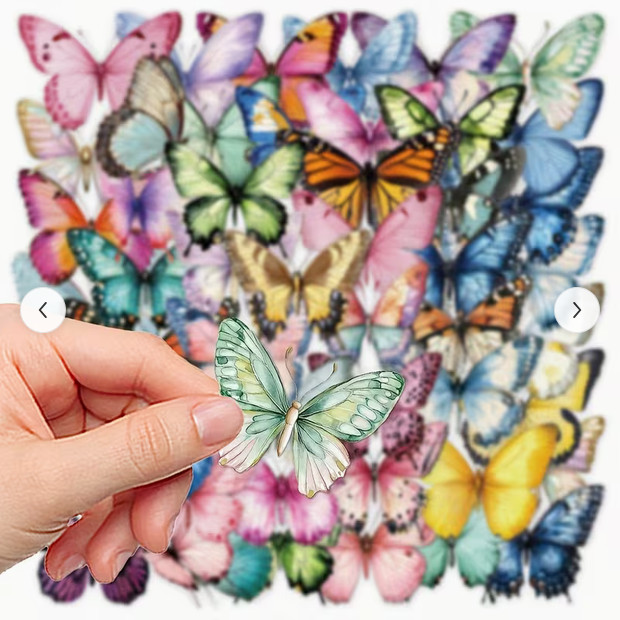 25 PIECES MIXED BUTTERFLYS STICKERS SCRAPBOOK JUNK JOURNAL PHONE PC #42