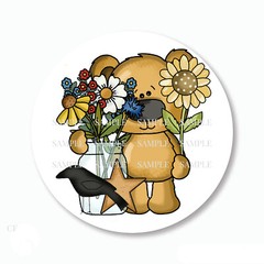 Country Flowers and Crow Bear Favors Scrapbook Stickers Favor Labels 5 Sizes