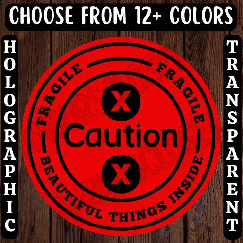 40 FRAGILE STICKERS 2″ ROUND LABELS SEALS SHIPPING SUPPLIES SCRATCH RESISTANT