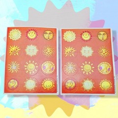 Vintage Hallmark Cheerful Assorted Suns Happy Face Sun Sticker Sheet Lot Of 2
