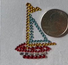 SAILBOAT Rhinestone Accent Sticker(1pc)Mary Engelbreit•Ocean•Boat •Flag•Water•