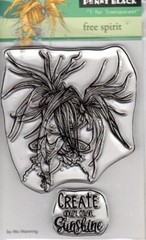 New Penny Black Rubber Stamp clear GIRL FREE SPIRIT SET